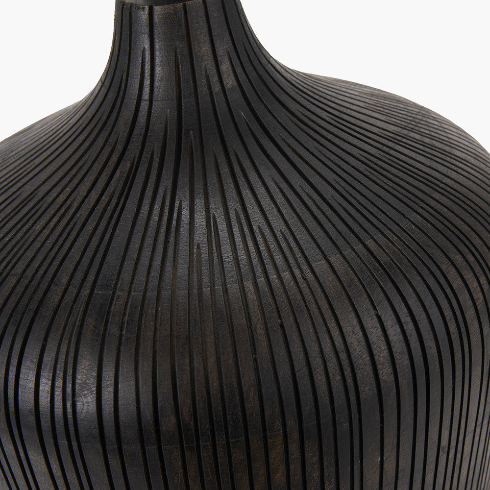 Taika Antique Black Textured Wood Table Lamp - Base Only